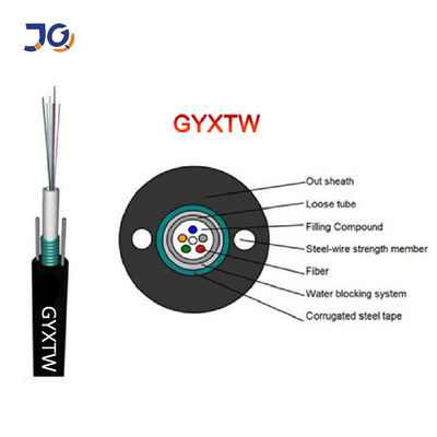 2/4/6/8/12/24 Core Central Loose Tube Armored GYXTW Fiber Optic Cable