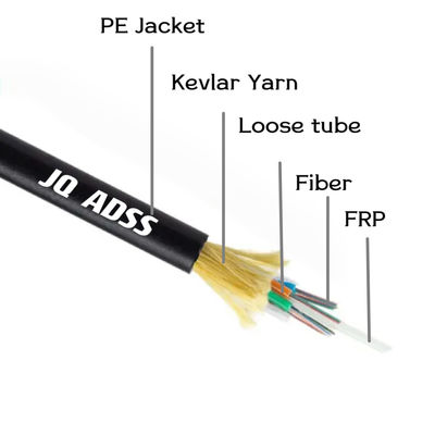 کیفیت  Single Jacket ADSS Fiber Optic Cable Lightweight All Dielectric Aerial Cable کارخانه