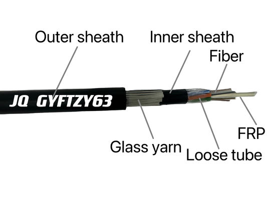 ضد شعله ضد موش GYFTZY63 کابل فیبر نوری مستقیم دفن شده نخ شیشه ای با کیفیت بالا با FRP
