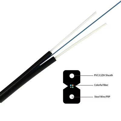 کابل فابر نوری FTTH 2 هسته 4 هسته کابل صاف GJXH/GJXFH با سیم فولادی یا FRP