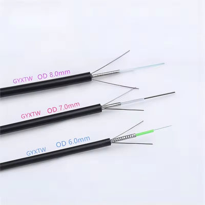 GYXTW سفارشی زرهی 2 4 6 8 12 24 هسته کابل فیبر نوری تک حالت 6mm 7mm 8mm با پیام رسان