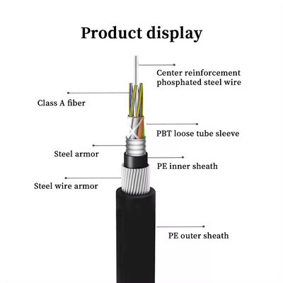 GYTA33 کابل فیبر نوری زیرزمینی 24 هسته ای کابل فیبر نوری زرهی زیردریایی