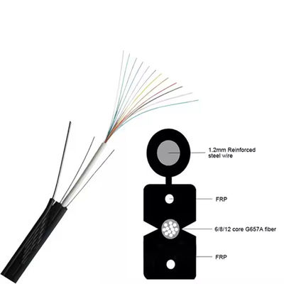 کابل افت فضای باز FTTH با 1-4 هسته با مسنجر فولادی و غلاف LSZH