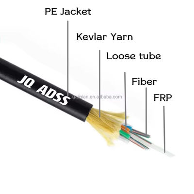 عرضه کننده کابل چین ADSS Single Jacket 48 Core Single یا Multi Mode FRP 1.5mm 100m Span Length Fiber Optic Cable