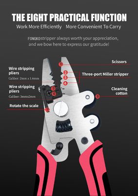 ابزار نوری 9 در 1 برای لخت کردن فیبر نوری، انبردست فیبر نوری، لخت‌کن کابل نوری
