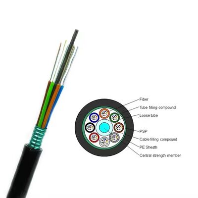 GYTS کابل فیبر نوری زره ای 288 هسته ای تک حالت در فضای باز زیرزمینی دفن مستقیم کابل نوری فولادی نوار تقویت شده