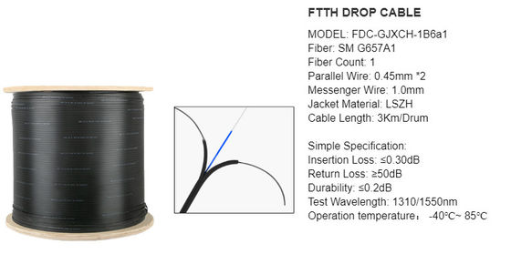 کابل قطره فیبر نوری GJYXCH-1B6 G657A2
