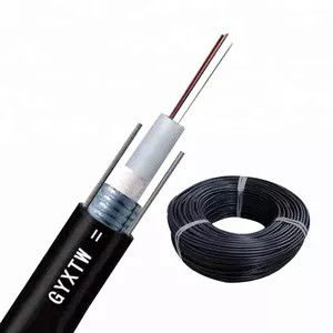 GYXTW کابل نوری هوایی 24 هسته سیم های فولادی پیام رسان کابل فیبر نوری HDPE