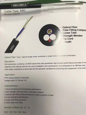 کابل فیبر نوری هوایی Mini ADSS 6 هسته 12 هسته ای ASU G652D