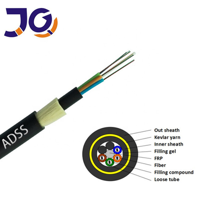 کابل فیبر نوری ADSS غیر فلزی 6/12/24/48/96 Core 100/200m Span G652D ADSS